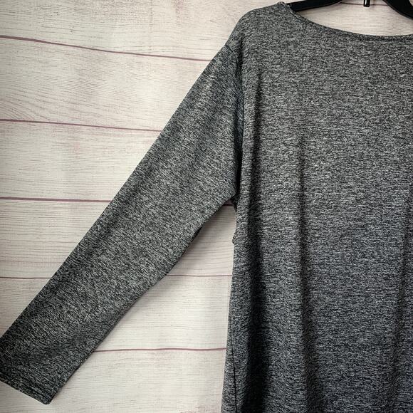 Dark Heather Gray Long Sleeve Athletic Shirt Back Slit Opening - Picture 4 of 14